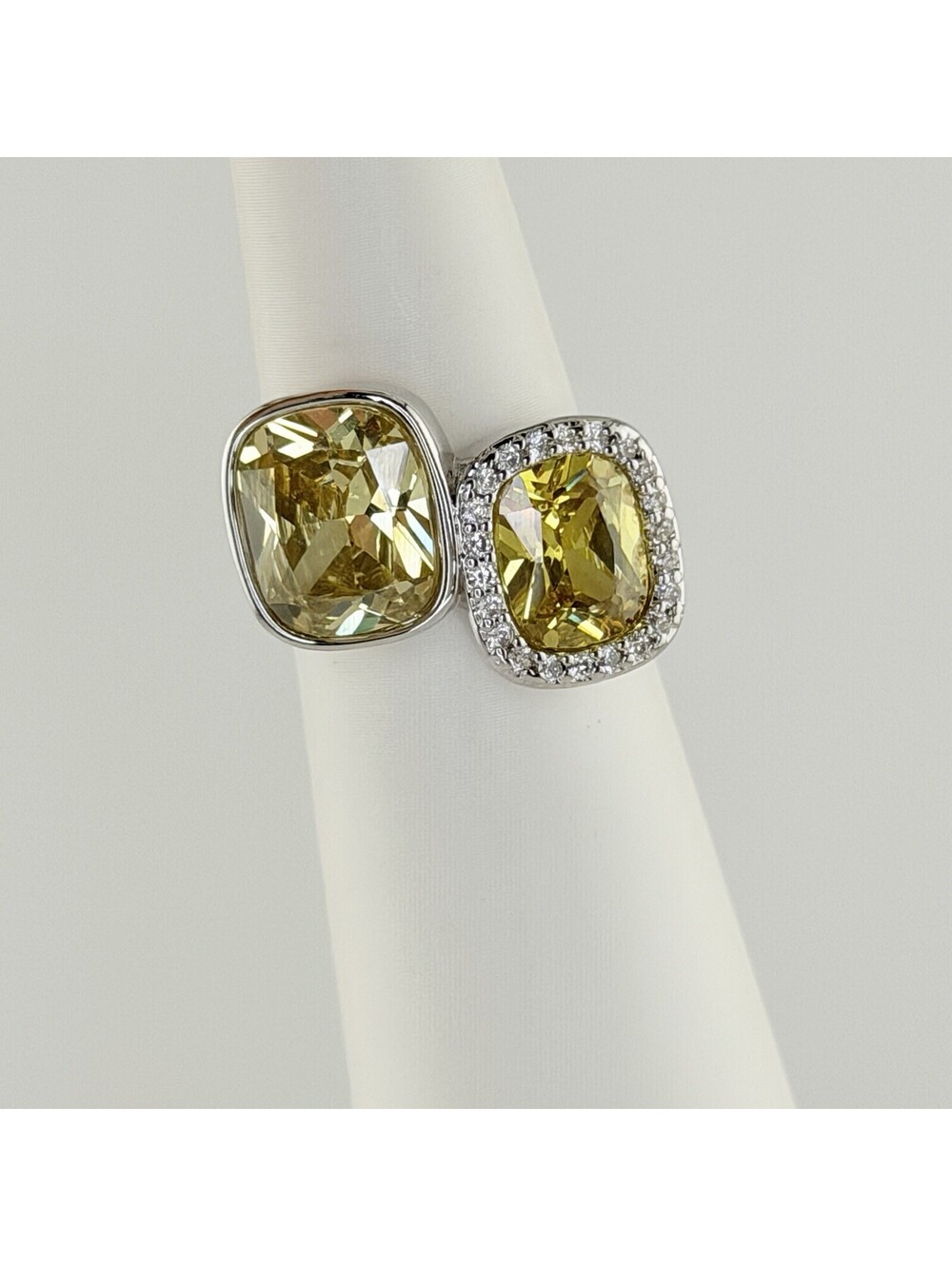 Bomb Party Ring Sz 8 "Modern Maven" Lemon & Yellow Topaz on Rhodium RG48841